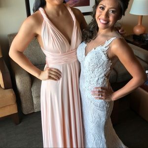 Blush pink convertible maxi dress